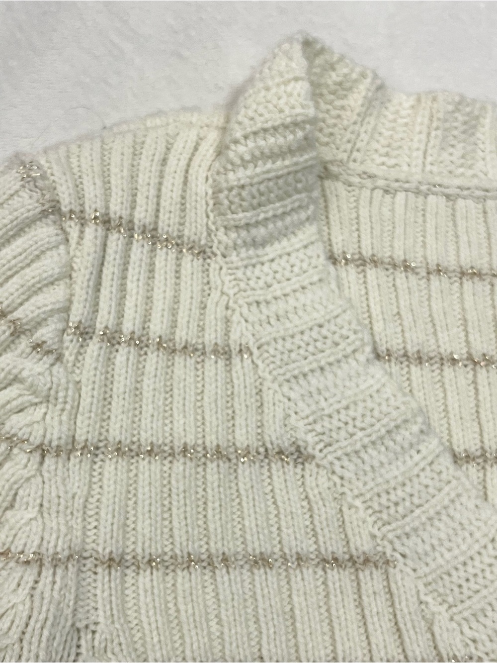 Calvin Klein Women’s 3/4 Sleeve Cream Gold Knit Cotton Blend Sweater Petite Med - Picture 6 of 16